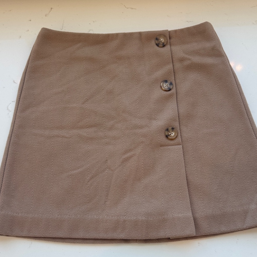 Gianni Bini Tan Mini Skirt with Button Detail